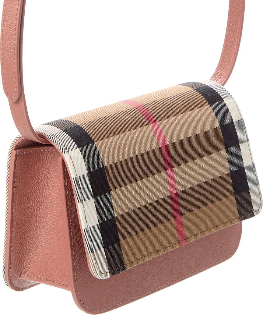 Burberry | Womens | Madison Check Canvas & Leather Crossbody | Dark Rosewood