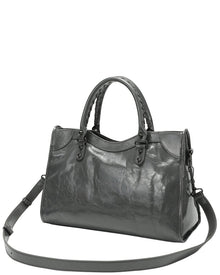 Tiffany & Fred Paris | Womens | Distressed Leather Satchel | Grey