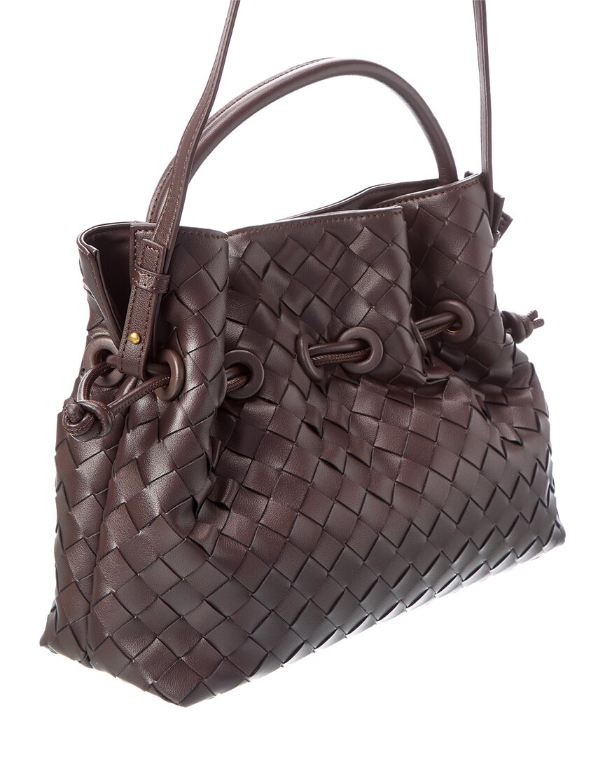 Tiffany & Fred Paris | Womens | Hand-Woven Leather Drawstring Satchel | Brown