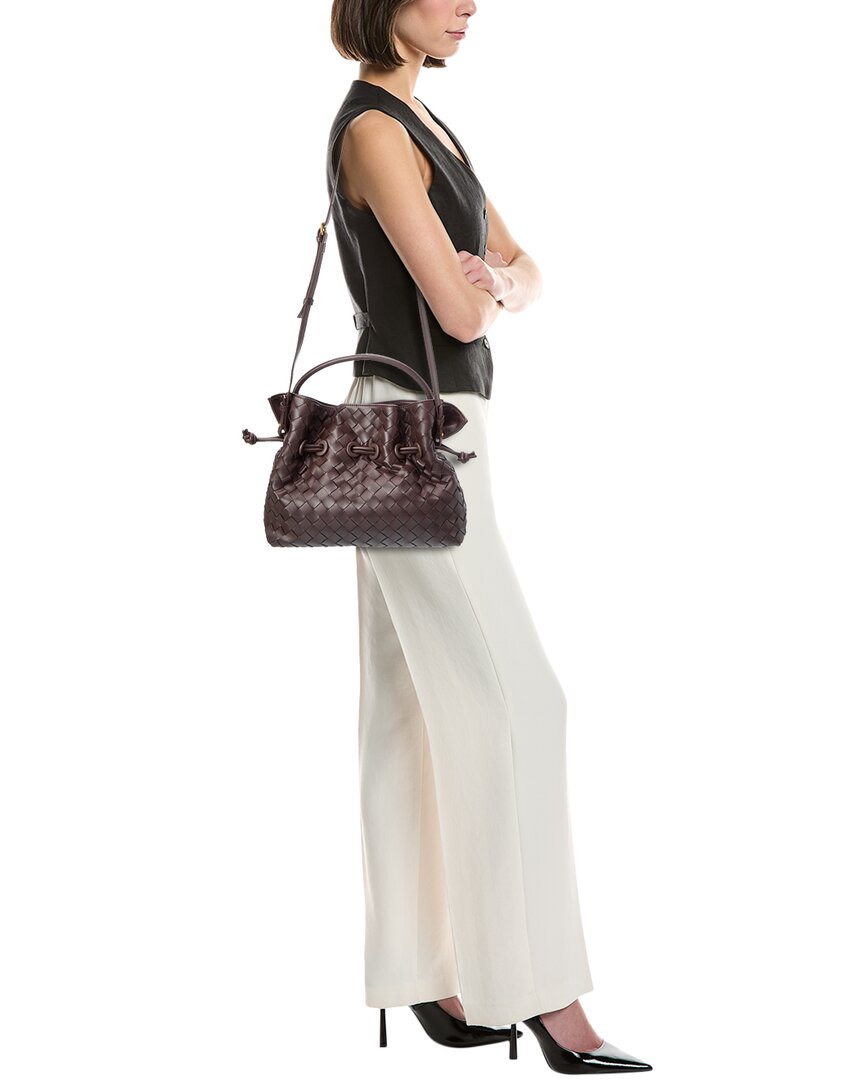 Tiffany & Fred Paris | Womens | Hand-Woven Leather Drawstring Satchel | Brown