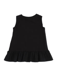 Girls | Jersey Tank Top With Ruffles | Black