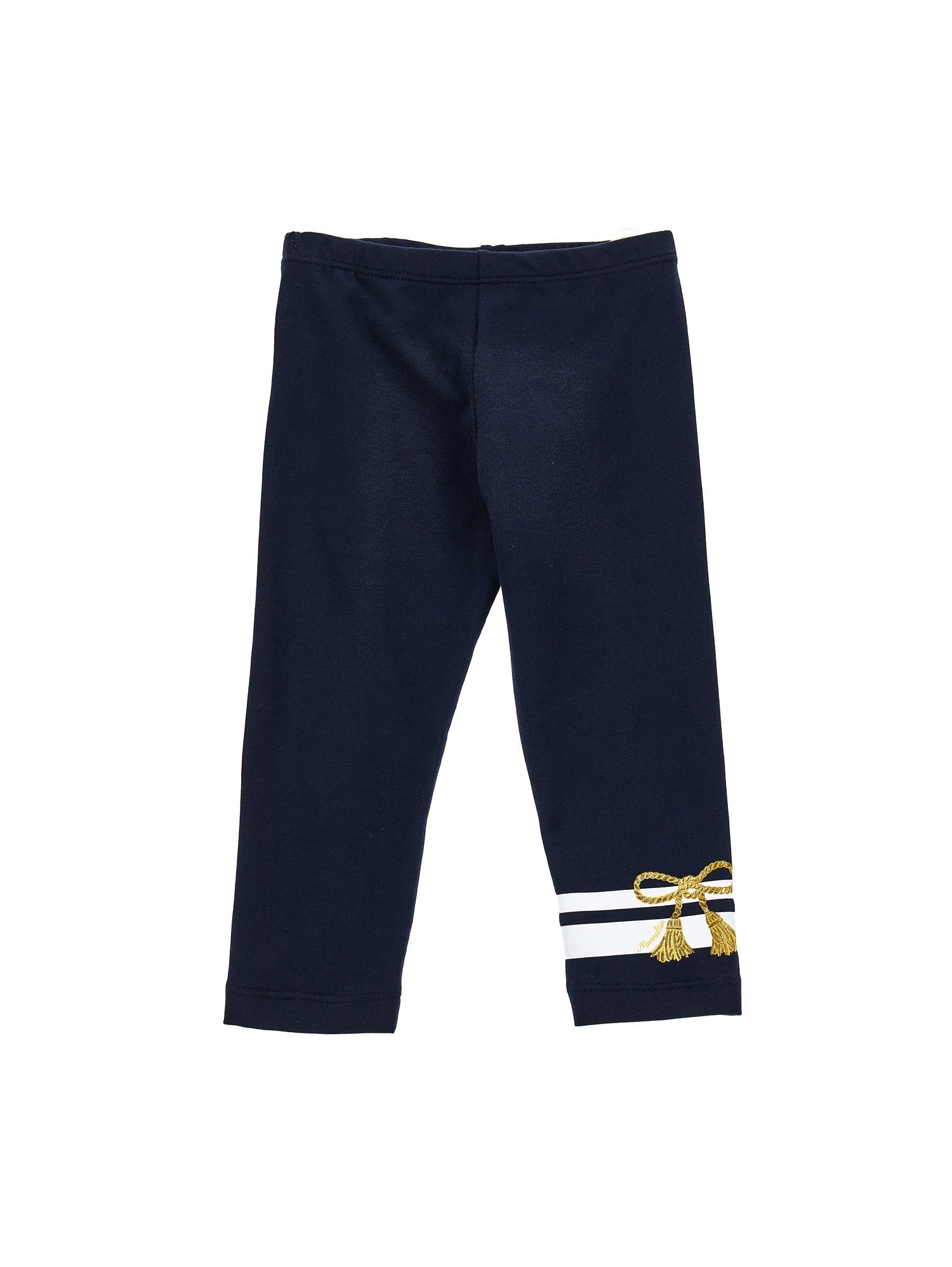 Girls | Striped Cotton Leggings | Dark Blue