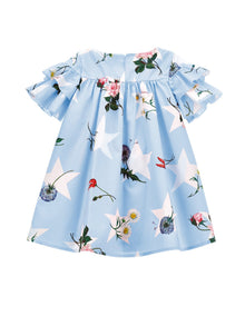 Girls | Flared Cotton Dress | Sky Blue