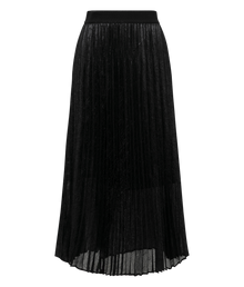 Pleated Gauze Midi Skirt | Black