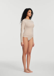 Crew Neck Long Sleeve Top | Oat Milk