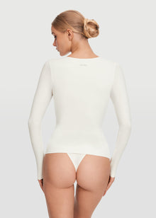 Crew Neck Long Sleeve Top | White