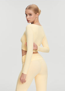Cropped Round Neck Top | Lemon Meringue