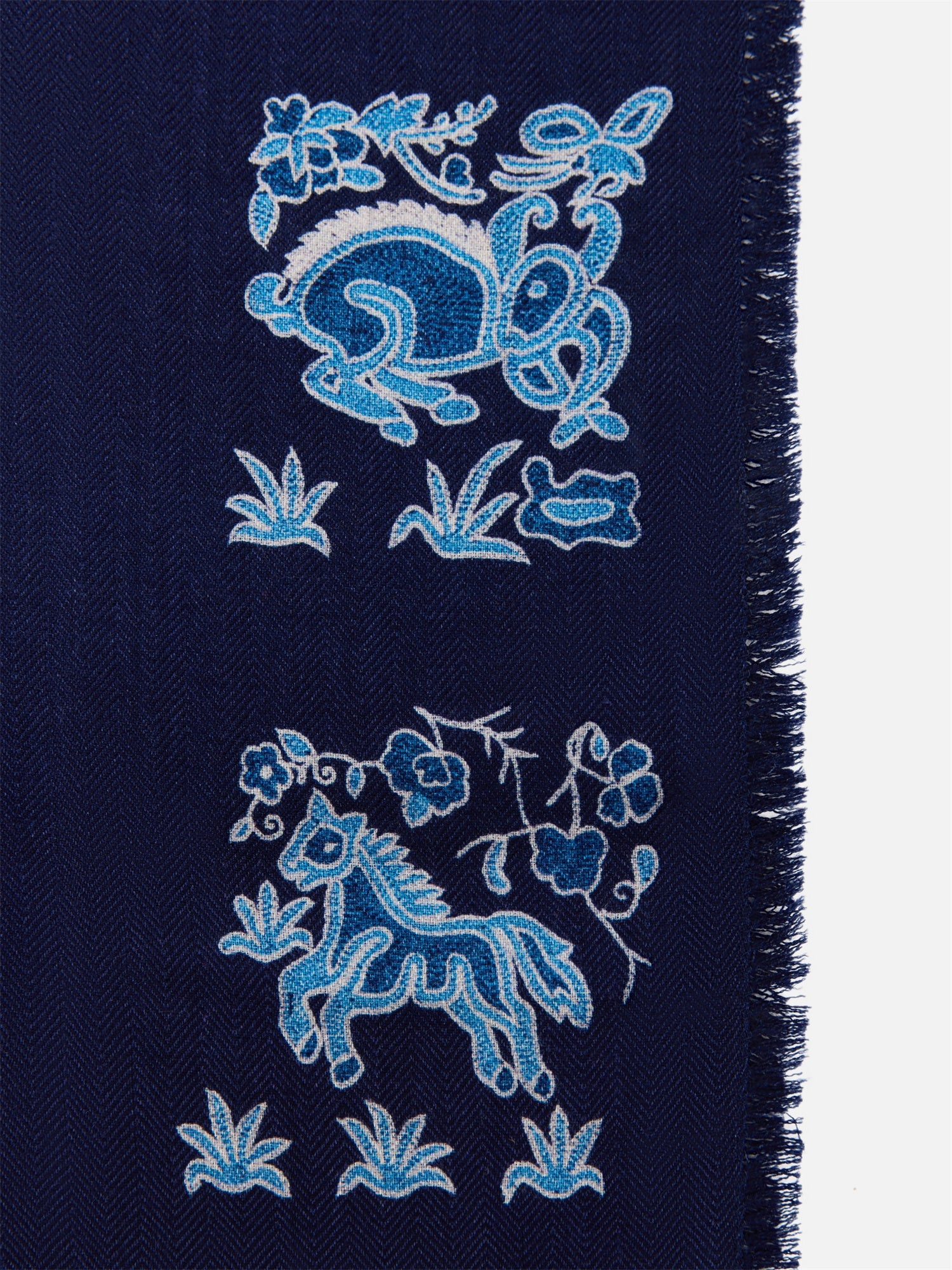 Square Shaped Jacquard Scarf | Navy