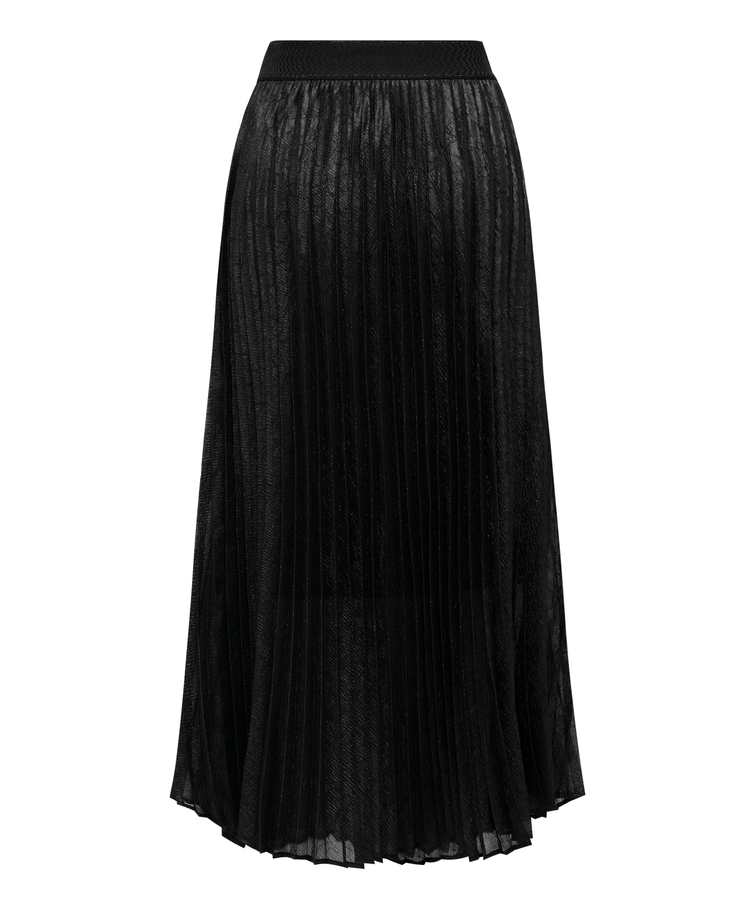 Pleated Gauze Midi Skirt | Black