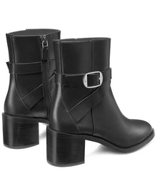 Stuart Weitzman | Womens | Esme Belted Zip Leather Bootie | Black