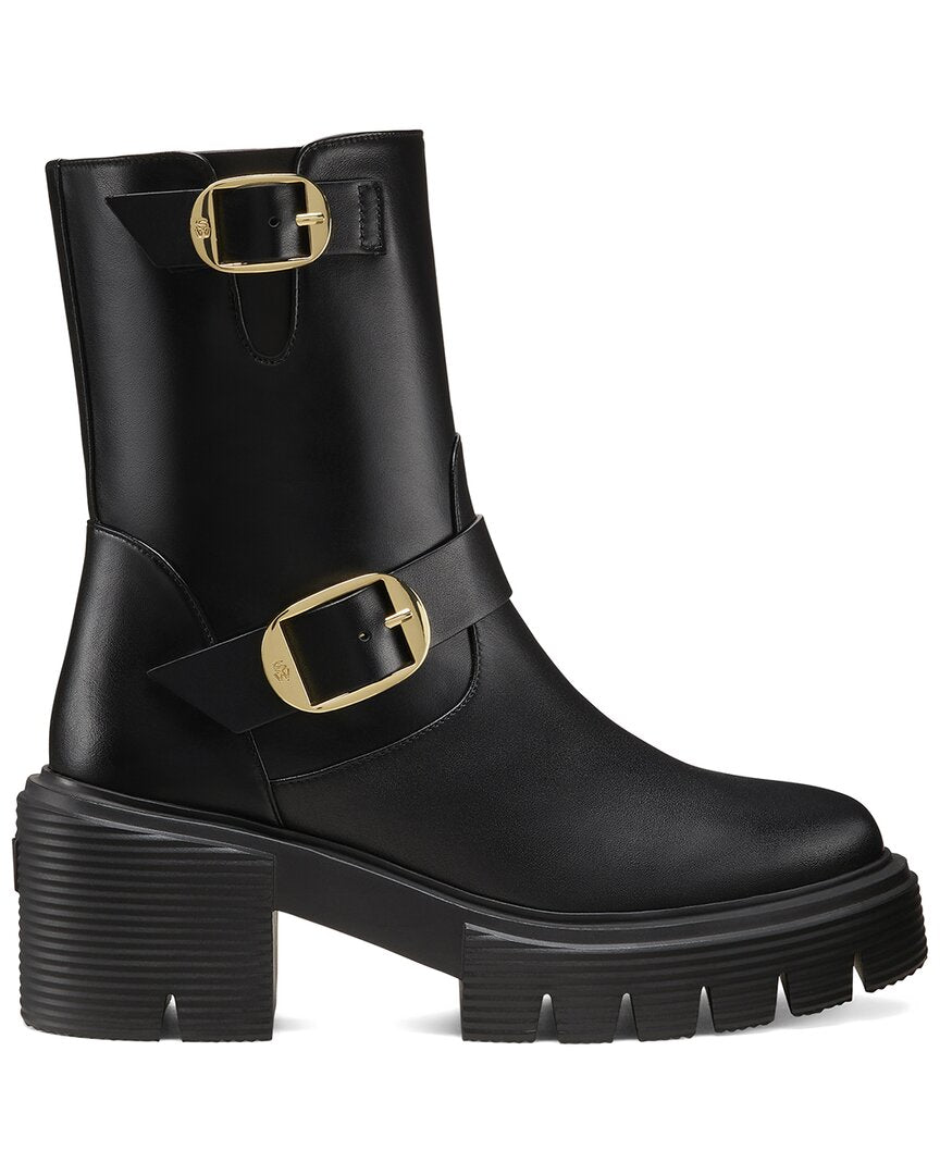 Stuart Weitzman | Womens | Soho Leather Moto Bootie | Black