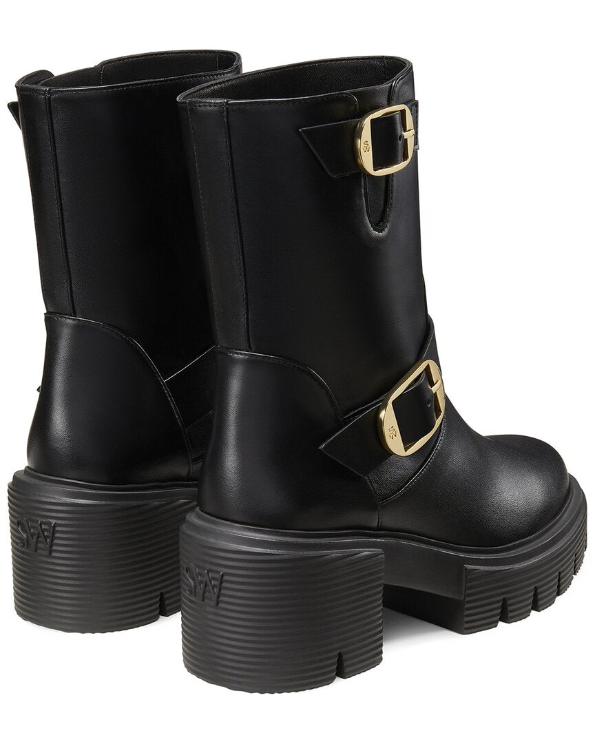 Stuart Weitzman | Womens | Soho Leather Moto Bootie | Black