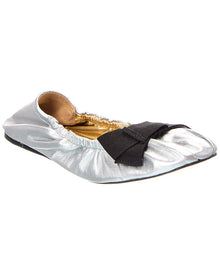 SCHUTZ | Womens | Suzanne Leather Ballet Flat | Silver/Black
