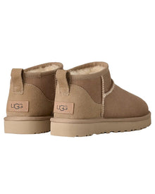 UGG | Womens | Classic Ultra Mini Suede & Shearling Boot | Brown
