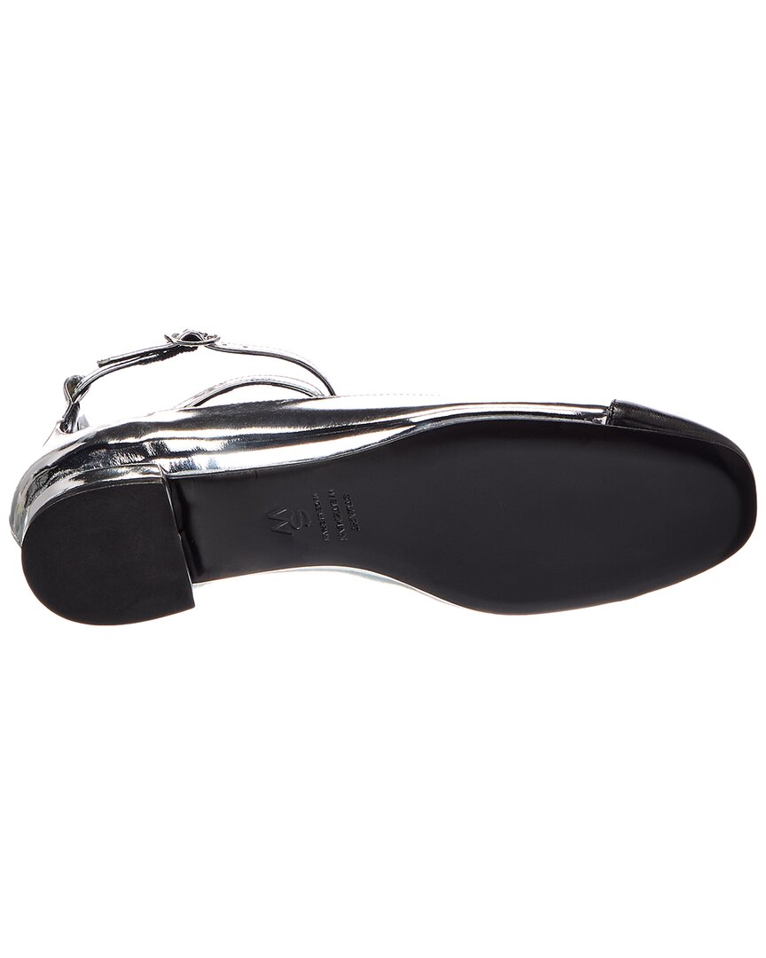 Stuart Weitzman | Womens | Eden Strap Leather Flat | Silver