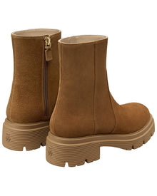 Stuart Weitzman | Womens | Hudson Lite Zip Suede Bootie | Brown