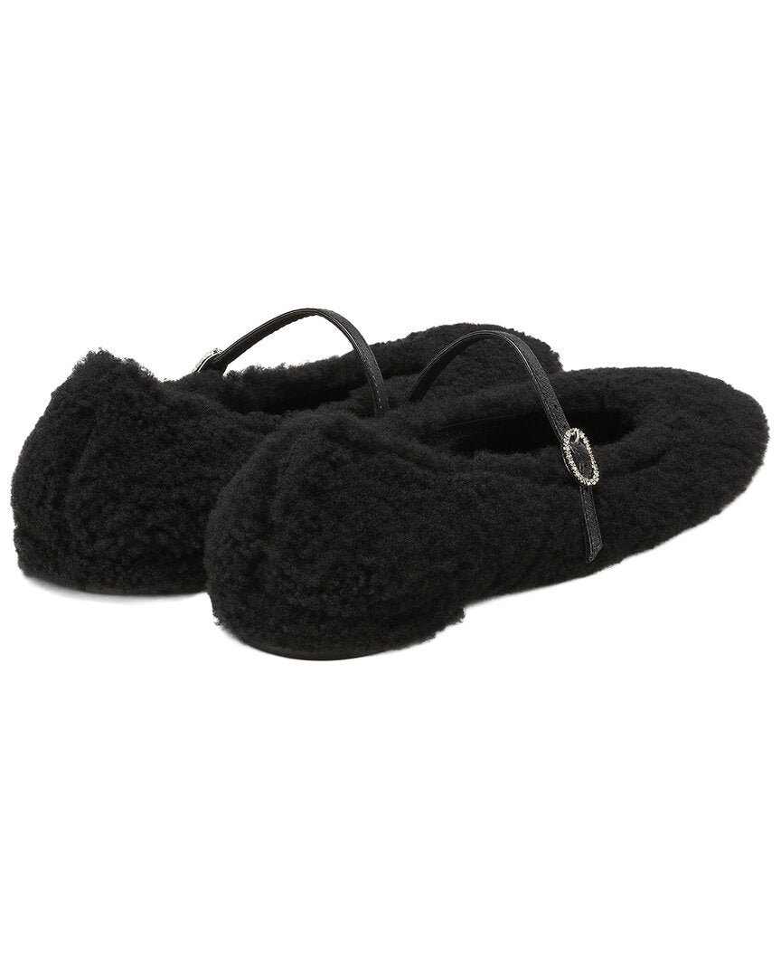 Stuart Weitzman | Womens | Lennox Shearling Flat | Black