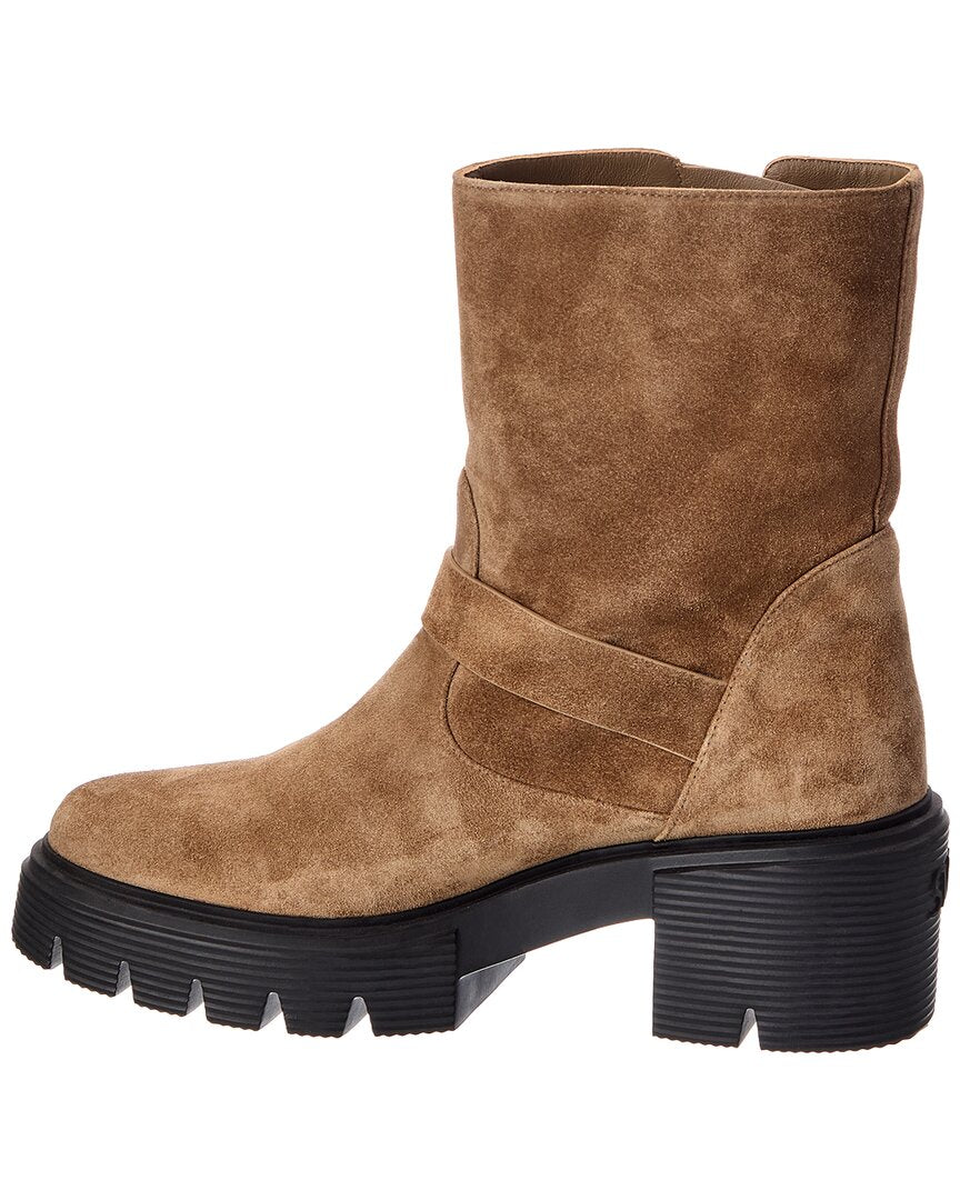Stuart Weitzman | Womens | Soho Moto Suede Bootie | Khaki