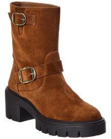 Stuart Weitzman | Womens | Soho Moto Suede Bootie | Coffee