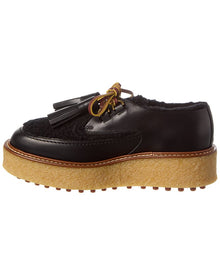 TOD's | Womens | Leather & Shearling Platform Loafer | Black