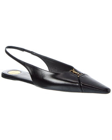 Saint Laurent | Womens | Babylone Leather Slingback Flat | Black