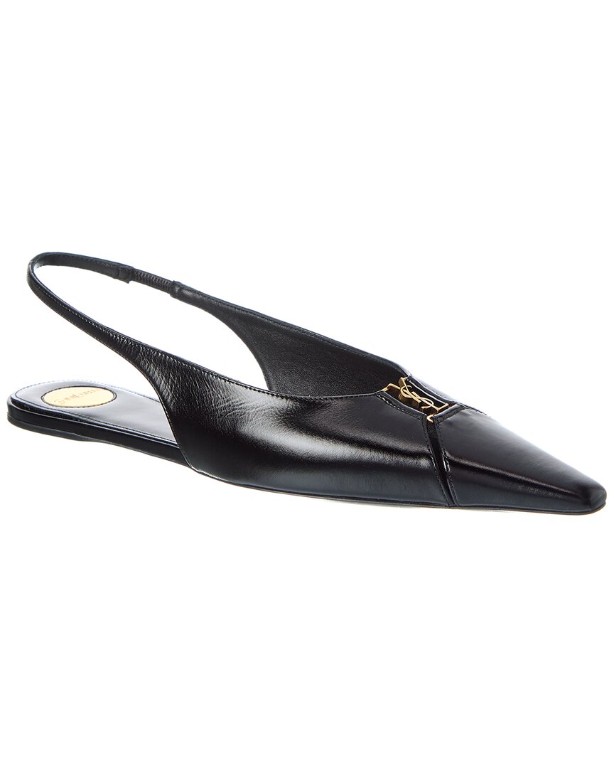 Saint Laurent | Womens | Babylone Leather Slingback Flat | Black
