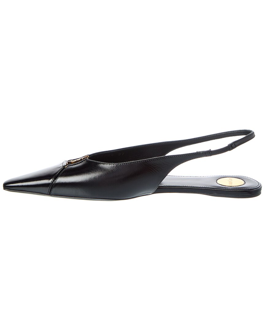 Saint Laurent | Womens | Babylone Leather Slingback Flat | Black
