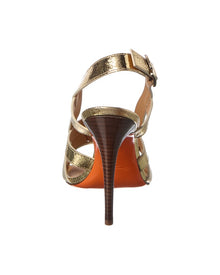 Santoni | Womens | Leather Slingback Sandal | Gold