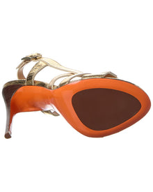 Santoni | Womens | Leather Slingback Sandal | Gold