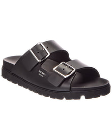 Prada | Womens | Rubber & Leather Sandal | Black