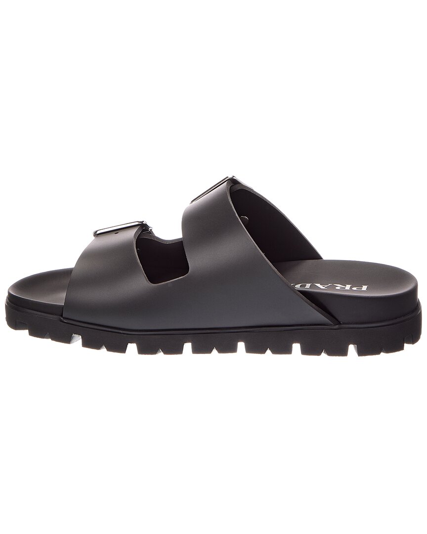 Prada | Womens | Rubber & Leather Sandal | Black