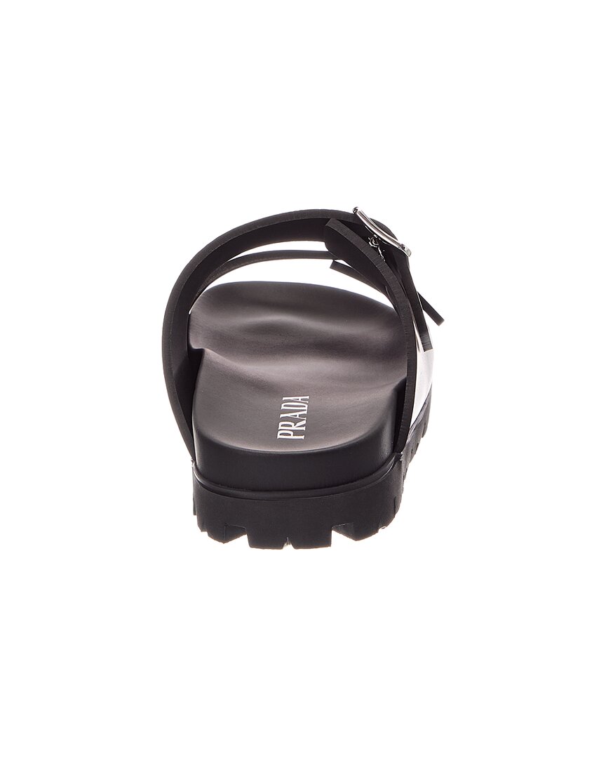 Prada | Womens | Rubber & Leather Sandal | Black