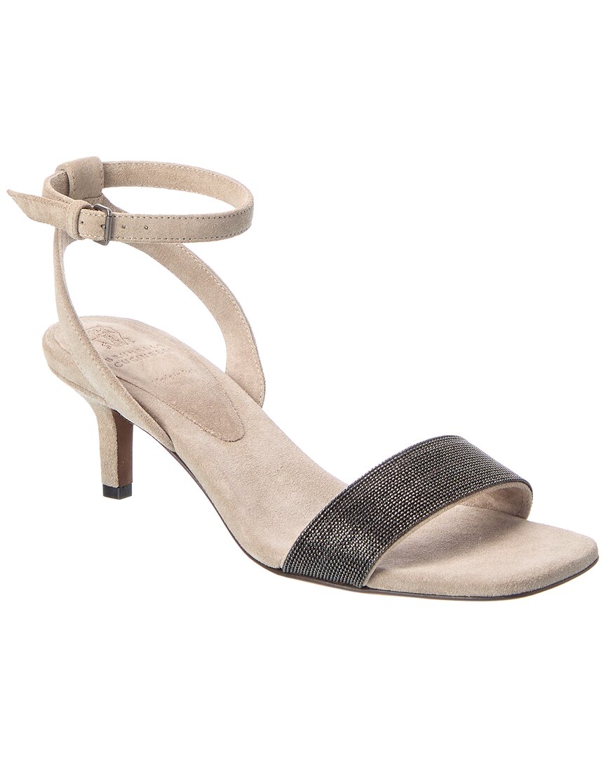 Brunello Cucinelli | Womens | Suede Sandal | Beige
