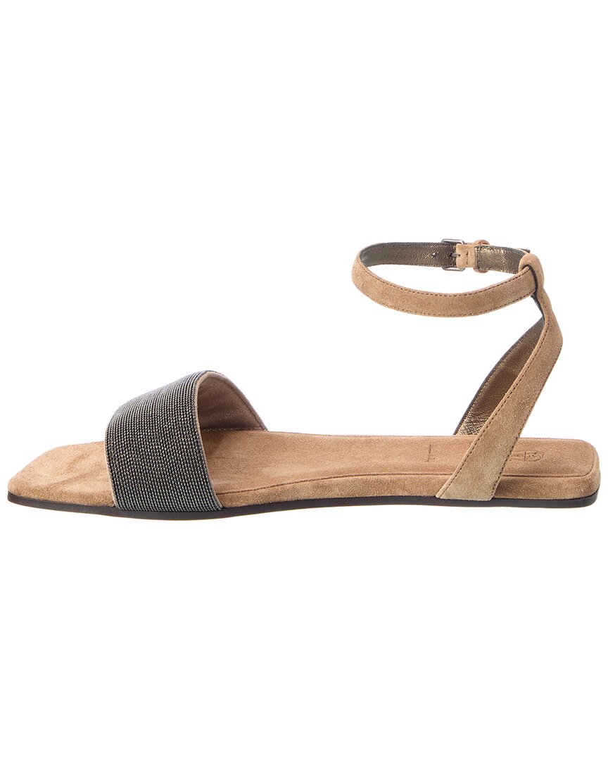 Brunello Cucinelli | Womens | Suede Sandal | Brown