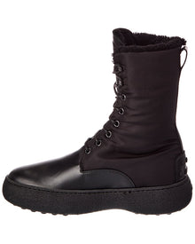 TOD's | Womens | Nylon & Leather Boot | Black
