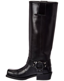 Valentino | Womens | Rockstud Leather Knee-High Boot | Black