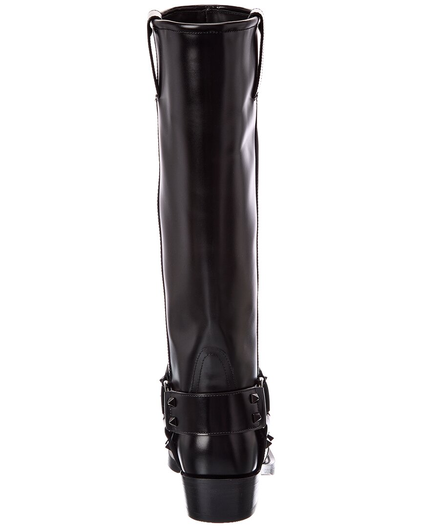Valentino | Womens | Rockstud Leather Knee-High Boot | Black