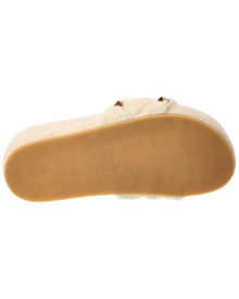 Valentino | Womens | Roman Stud 50 Shearling Platform Slide | White
