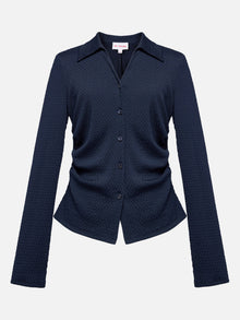 Textured Pleated Shirt | Navy