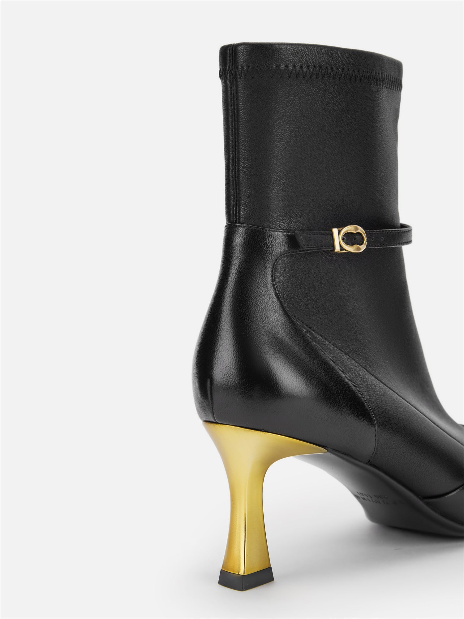 Stretch Lambskin Spliced Pointed Toe High-Heeled Ankle Boots | Black