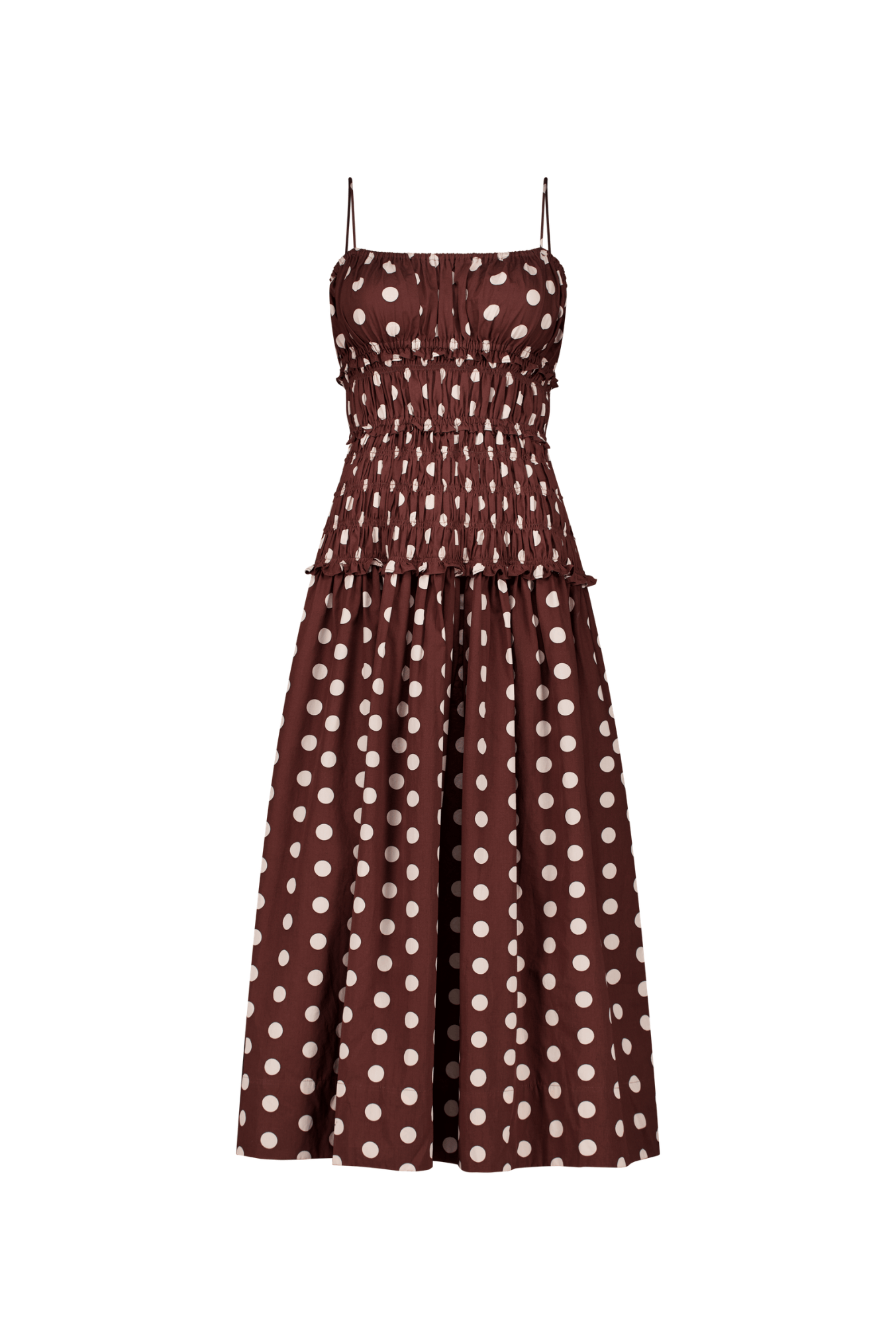 The Amelia Dress | Brown/Ivory Polka Dot