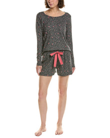 HUE | Womens | 2pc Waffel Pajama Set | Black