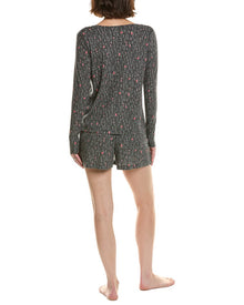 HUE | Womens | 2pc Waffel Pajama Set | Black