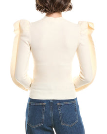 Max Mara | Womens | Genero Ruffle Puff Sleeve Sweater | White
