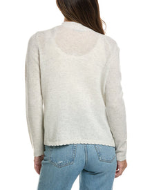 Alashan Cashmere | Womens | Leah Scallop Trim 100% Cashmere Sweater | White