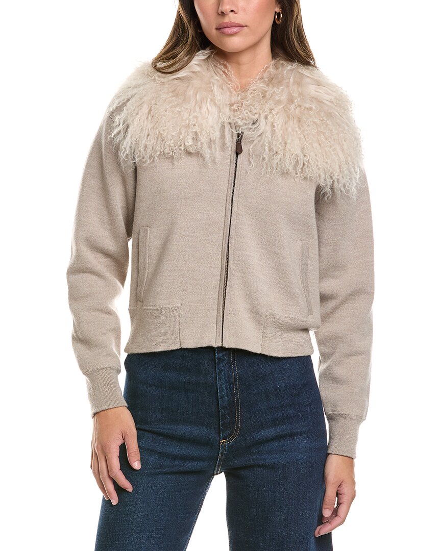 Alashan Cashmere | Womens | Shae Wool Bomber Jacket | Brown