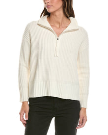 Alashan Cashmere | Womens | Morgan Textured 1/2-Zip Wool Sweater | White