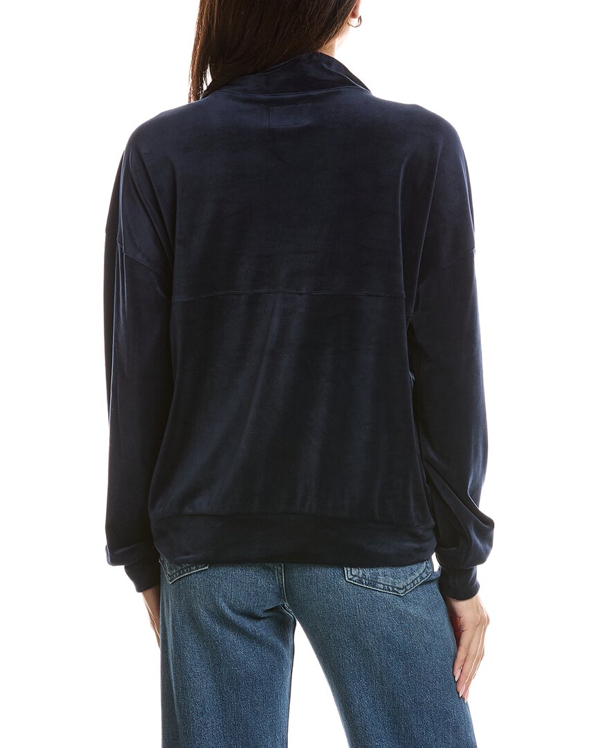 Knit Riot | Womens | Velour 1/4-Zip Pullover | Navy