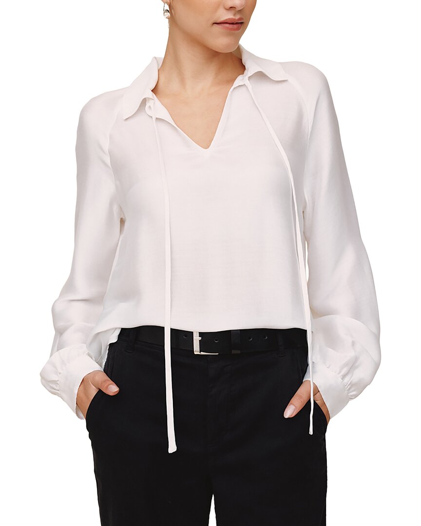 Bella Dahl | Womens | Long Sleeve Raglan Silk-Blend Pullover | White