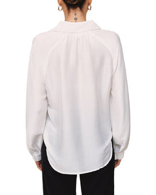 Bella Dahl | Womens | Long Sleeve Raglan Silk-Blend Pullover | White